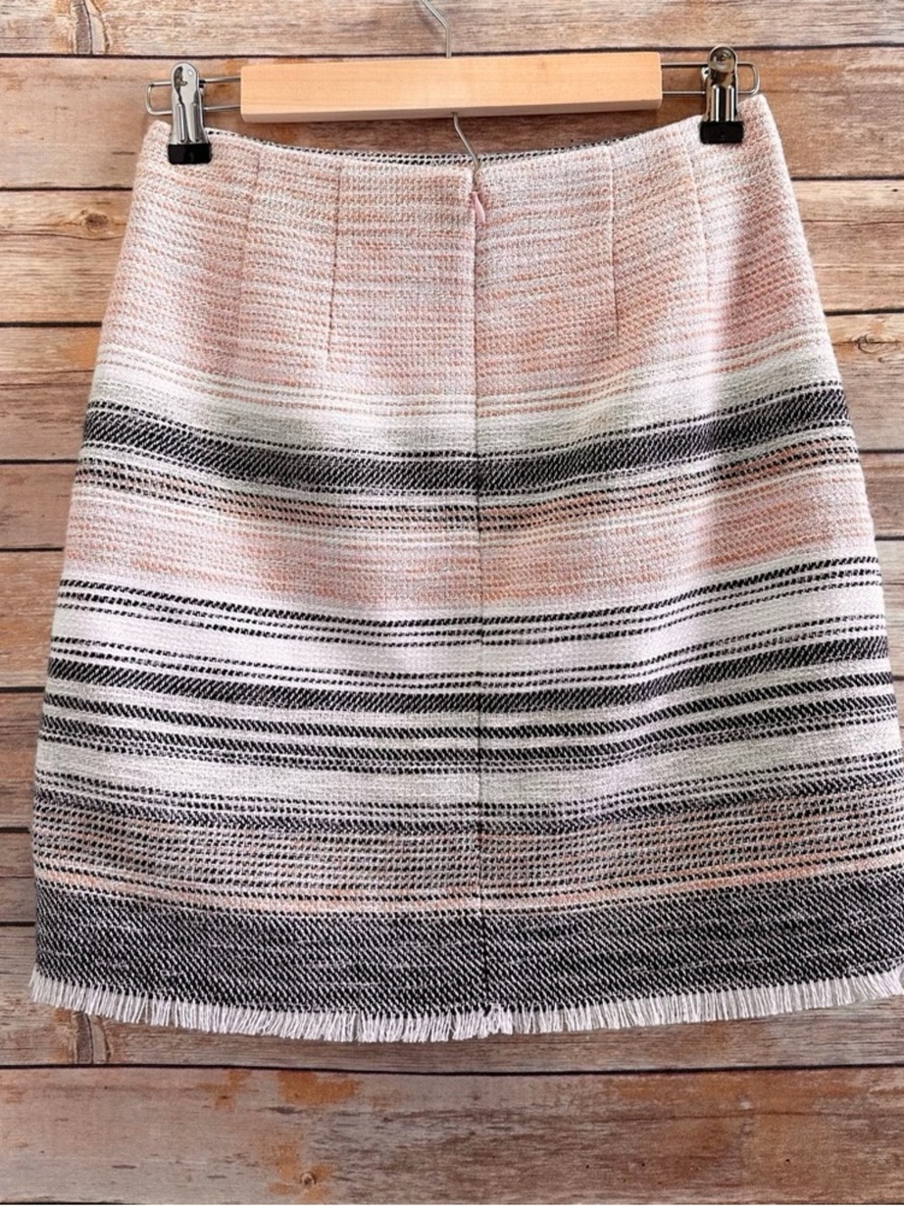Striped Pink and Black Tweed Mini Skirt